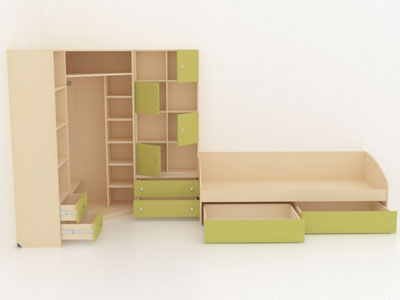 Мебель для детской комнаты с угловым шкафом