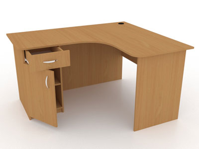 Кутовий офісний стіл з тумбою і шухлядою