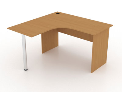Кутовий письмовий стіл з хромованою опорою